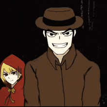 a cartoon of a man in a hat pointing at the camera
