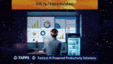 a man sits at a desk in front of a screen that says bit.ly/tapsvideo