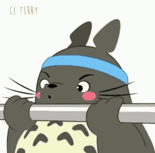 Totoro Se Pone En Forma GIF - Entrenar Dominadas Ejercicio GIFs