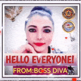 a picture of a woman with the words hello everyone from bcs diva