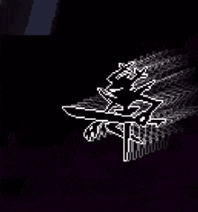 it looks like a pixel art of a lion flying in the air .