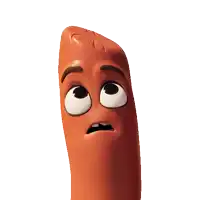 a sausage with a surprised look on his face