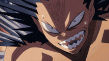 a close up of a man 's face with a very angry expression