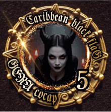 a picture of a woman with horns and the words caribbean black flag gospel cocap