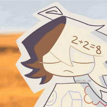 a drawing of a person with 2 + 2 = 8 written on it