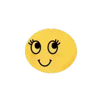 a yellow smiley face with big eyes and lashes
