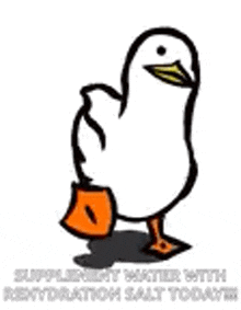 a cartoon duck is walking with a briefcase in its paw .