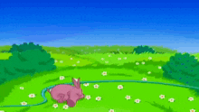 a group of children are standing in a grassy field with a donkey and presents .