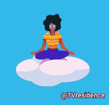 a cartoon of a woman sitting on a cloud with @tvresidence written below her