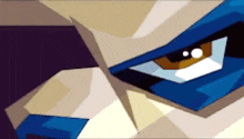 a close up of a cartoon character with a blue eye