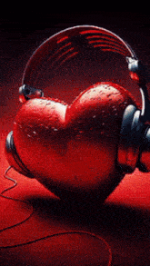 a red heart with headphones attached to it and the words " there are 6 become "