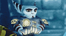 a cartoon character with the letter g on his sleeves