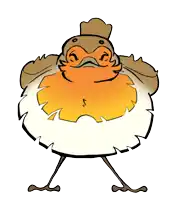 a cartoon drawing of a bird with a beard standing on two legs