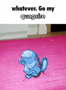 a quagsire is standing on a pink rug