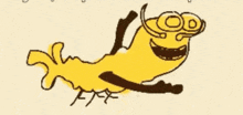a drawing of a yellow worm wearing glasses and a mustache