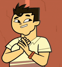 a cartoon character with his hands on his chest