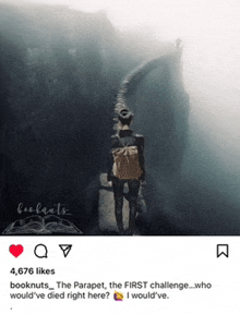 a picture of a person walking on a path with a caption that says ' booknuts '
