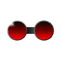 a pair of red goggles with a black frame