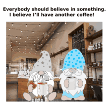 animated gnome coffee tea memes coffee addict tea addict