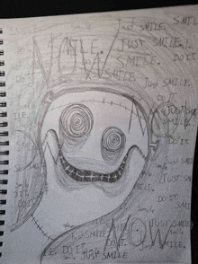 a drawing of a smiling face with the words just smile written on it