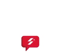 a red speech bubble with a white letter s on it