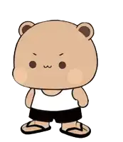 a cartoon bear wearing flip flops and a tank top