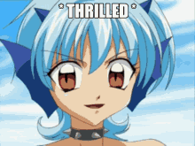 a picture of a girl with a choker and the words thrilled above her