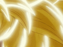 a close up of a cartoon character 's hair with a glowing light coming out of it