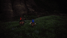 a person in a blue hat is riding a brown animal