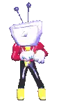 a pixel art drawing of a person with a television head .
