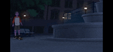 a cartoon of a person laying on the ground with a skateboard in the background