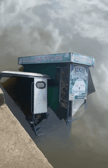a rolling store is floating in the water