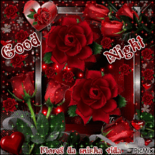 good night rose flower heart sparkle