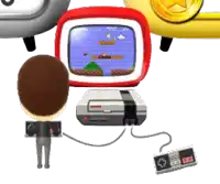 a cartoon of a man playing a video game