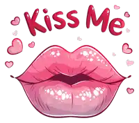 a cartoon drawing of a woman 's lips with the words kiss me above it
