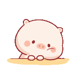 a cartoon pig is sitting on a table with an angry face .