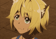 a girl with a cat ear on her head is smiling