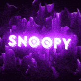 a purple background with the word snoopy glowing