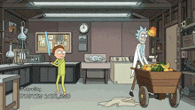 a cartoon of rick and morty with the words starring justin roiland on the bottom