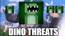 a screenshot of a video game with the words `` dino threats '' on it .