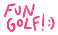 a pink sign that says fun golf on it