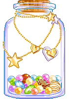 a pixel art drawing of a jar filled with candy