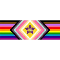 a rainbow flag with a flower in the center