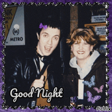 a picture of a man and a woman with the words good night written on it