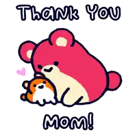 a thank you mom greeting card with a teddy bear holding a dog