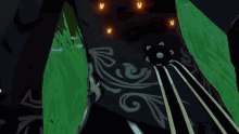 a person with glowing butterflies on their chest is standing in the dark .
