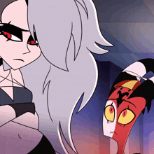 a cartoon drawing of a girl and a monster