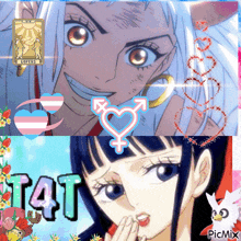 a collage of anime characters with the word tat on the bottom left