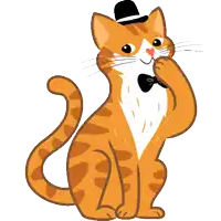 a cat wearing a top hat and a bow tie says sip sip