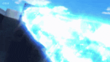 a close up of a blue light coming out of the ground